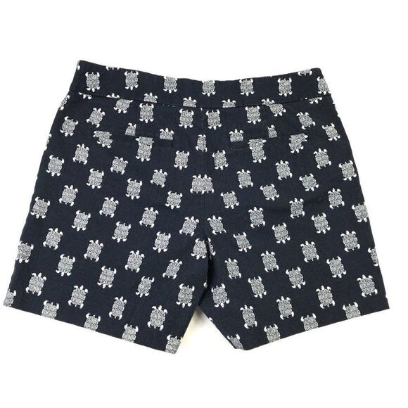 LOFT Womens Chino Shorts Turtle Blue White Print Mid Rise Stretch Pockets Size 6 - Picture 10 of 11
